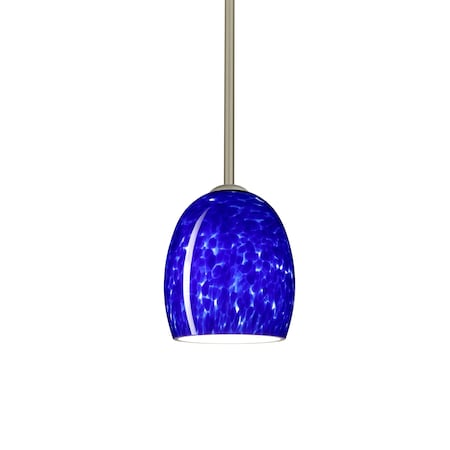 Besa Lighting Lucia Stem Pendant, Blue Cloud, Satin Nickel Finish, 1x9W LED 1TT-169786-LED-SN